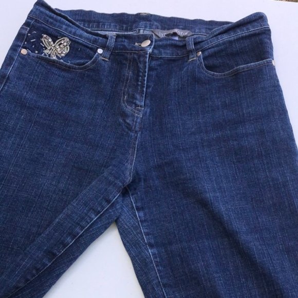 DESIGNER LYNN CANTIN BOYFRIEND CROP JEANS 12/31x26 🦋 - Picture 2 of 9